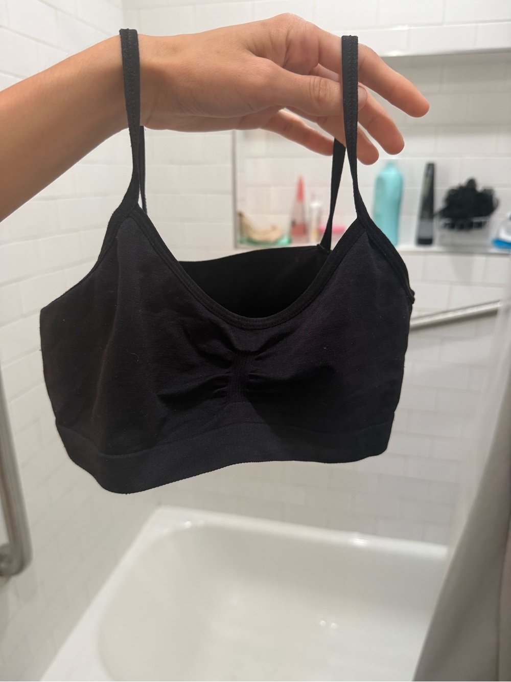 Seamless Black Bralette with Adjustable Straps